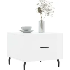vidaXL Couchtisch Hochglanz-Weiß 50x50x40 cm Holzwerkstoff
