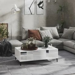 vidaXL Couchtisch Hochglanz-Weiß 103,5x60x35 cm Holzwerkstoff