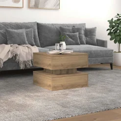 vidaXL Couchtisch mit LED-Leuchten Artisan-Eiche 50x50x40 cm