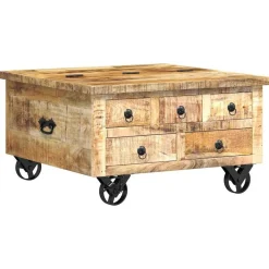 vidaXL Couchtisch Raues Mangoholz 70x70x40 cm