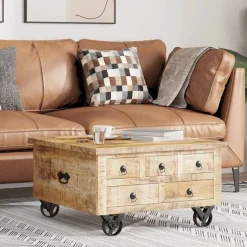 vidaXL Couchtisch Raues Mangoholz 70x70x40 cm
