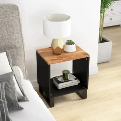 vidaXL Couchtisch 40x31x46 cm Massivholz Akazie & Holzwerkstoff