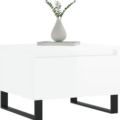vidaXL Couchtische 2 Stk. Hochglanz-Weiß 50x46x35 cm Holzwerkstoff