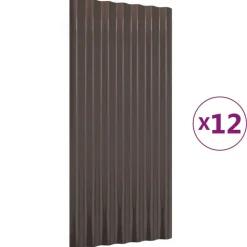 vidaXL Dachpaneele 12 Stk. Verzinkter Stahl Braun 80x36 cm