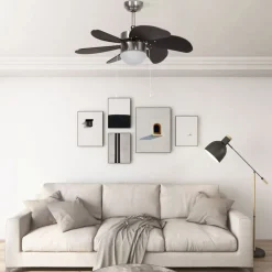 vidaXL Deckenventilator mit Lampe 76 cm Dunkelbraun