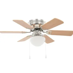 vidaXL Dekorativer Deckenventilator mit Leuchtmittel 82 cm Hellbraun