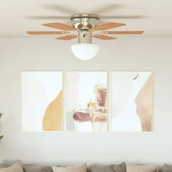 vidaXL Dekorativer Deckenventilator mit Leuchtmittel 82 cm Hellbraun