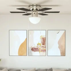 vidaXL Dekorativer Deckenventilator mit Leuchtmittel 82 cm Dunkelbraun