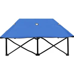 vidaXL Doppelliege Klappbar Blau Stahl