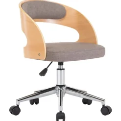 vidaXL Drehbarer Bürostuhl Taupe Bugholz und Stoff