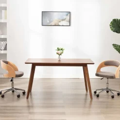 vidaXL Drehbarer Bürostuhl Taupe Bugholz und Stoff