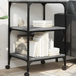 vidaXL Druckerständer 3 Ablagen Grau Sonoma 50x41x75 cm Holzwerkstoff