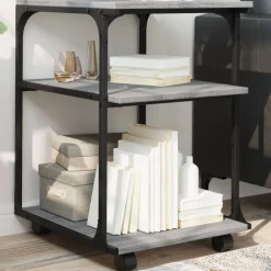 vidaXL Druckerständer 3 Ablagen Grau Sonoma 43x48x64 cm Holzwerkstoff