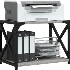 vidaXL Druckerständer 2 Ablagen Grau Sonoma 44x26x31,5cm Holzwerkstoff