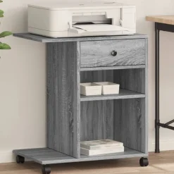 vidaXL Druckerständer mit Rollen Grau Sonoma 60x40x68,5 cm