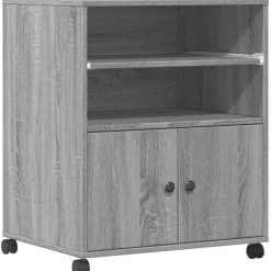vidaXL Druckerständer mit Rollen Grau Sonoma 60x48x74 cm