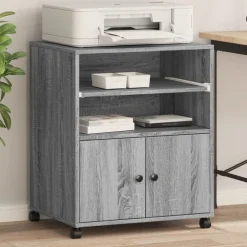 vidaXL Druckerständer mit Rollen Grau Sonoma 60x48x74 cm