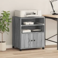 vidaXL Druckerständer mit Rollen Grau Sonoma 60x48x74 cm