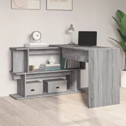 vidaXL Eckschreibtisch Grau Sonoma 200x50x76 cm Holzwerkstoff