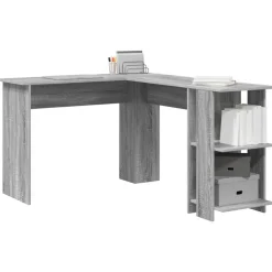 vidaXL Eck-Schreibtisch mit Regal Graues Sonoma 140 x 113,5 x 75 cm
