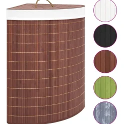 vidaXL Eck-Wäschekorb Bambus Braun 60 L