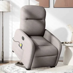 vidaXL Elektrischer Massagesessel mit Aufstehhilfe Taupe Stoff