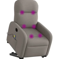 vidaXL Elektrischer Massagesessel mit Aufstehhilfe Taupe Stoff