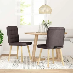 vidaXL Esszimmerstühle 2 Stk. Dunkelbraun Stoff