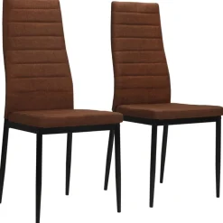 vidaXL Esszimmerstühle 2 Stk. Braun Stoff