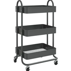 vidaXL 3-Etagen-Wagen Anthrazit 43x34x79 cm Stahl