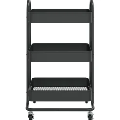 vidaXL 3-Etagen-Wagen Schwarz 43x34x79 cm Stahl