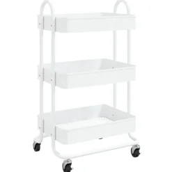 vidaXL 3-Etagen-Wagen Weiß 43x34x79 cm Stahl