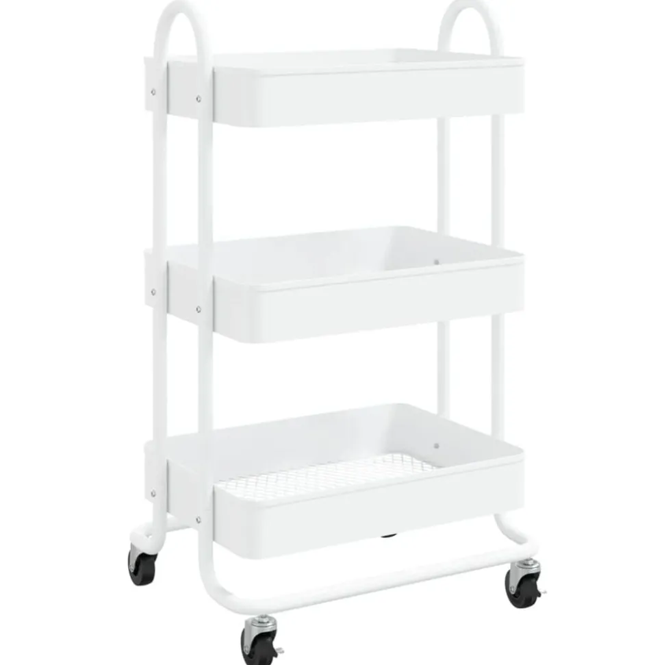 vidaXL 3-Etagen-Wagen Weiß 43x34x79 cm Stahl