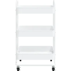 vidaXL 3-Etagen-Wagen Weiß 43x34x79 cm Stahl