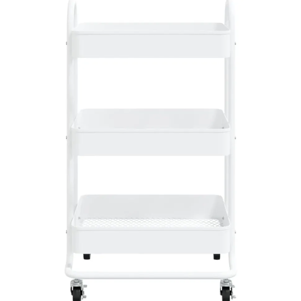 vidaXL 3-Etagen-Wagen Weiß 43x34x79 cm Stahl