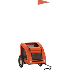 vidaXL Fahrradanhänger für Hunde Orange Oxford-Gewebe und Eisen