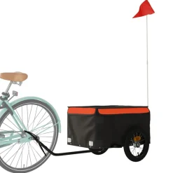 vidaXL Fahrradanhänger Schwarz und Orange 30 kg Eisen