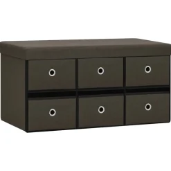 vidaXL Faltbank mit Stauraum Dunkelbraun 76x38x38 cm Leinenoptik