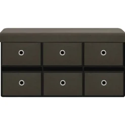 vidaXL Faltbank mit Stauraum Dunkelbraun 76x38x38 cm Leinenoptik