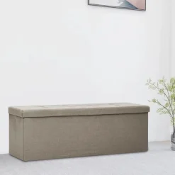 vidaXL Faltbare Sitzbank mit Stauraum Taupe Leinenoptik