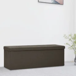 vidaXL Faltbare Sitzbank mit Stauraum Dunkelbraun Leinenoptik