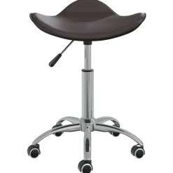 vidaXL Friseur Rollhocker Braun Kunstleder