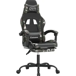 vidaXL Gamingstuhl mit Fußstütze Drehbar Schwarz Tarnfarben Kunstleder