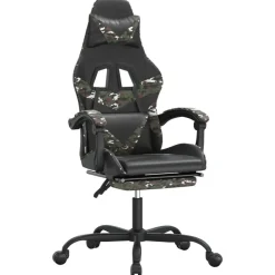 vidaXL Gamingstuhl mit Fußstütze Drehbar Schwarz Tarnfarben Kunstleder