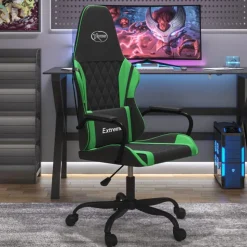 vidaXL Gaming-Stuhl mit Massagefunktion Schwarz und Grün Kunstleder
