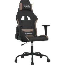 vidaXL Gaming-Stuhl mit Massagefunktion Schwarz und Taupe Stoff