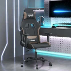 vidaXL Gaming-Stuhl mit Massagefunktion Schwarz und Taupe Stoff