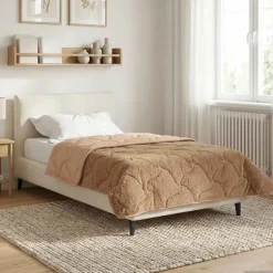 vidaXL Ganzjahresbettdecke Gepolstert Taupe 135 x 200 cm
