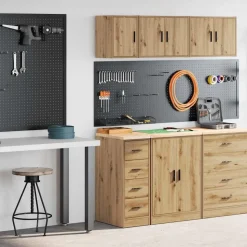 vidaXL Garagenschränke 2 Stk. Artisan-Eiche Holzwerkstoff