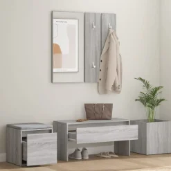vidaXL Garderoben-Set Grau Sonoma Holzwerkstoff